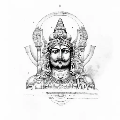 Jupiter god with vedic text tattoo design idea