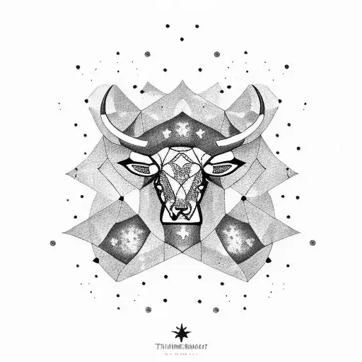 taurus with number 2117 and small stars tattoo design idea