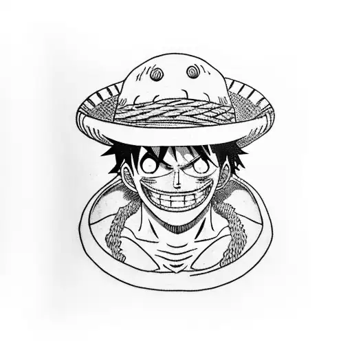 luffy de one piece sentado sobre un cobre con las manos hacia el cielo agarrando el sombrero de ace y sabo sus hermanos tattoo design idea