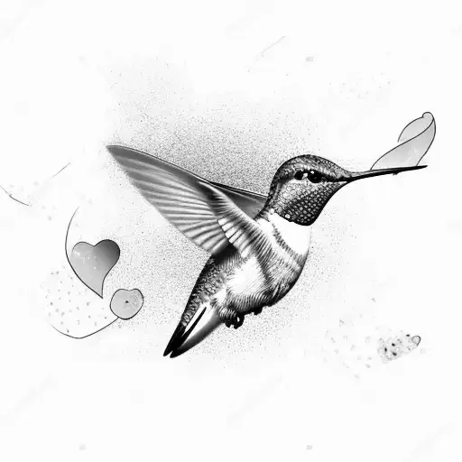Hummingbird in heart kintsugi  tattoo design idea