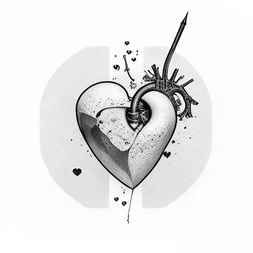 humminbird mix with heart kintsugi  tattoo design idea