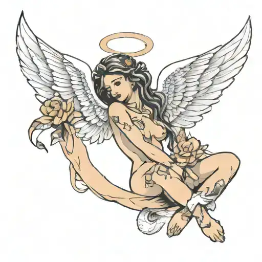 angel nude tattoo design idea