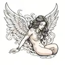 angel nude tattoo design idea