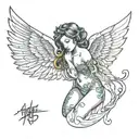 angel nude tattoo design idea