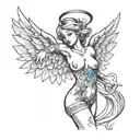 angel nude tattoo design idea