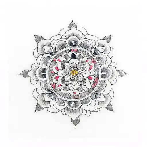 buddha mandala flowers tattoo design idea