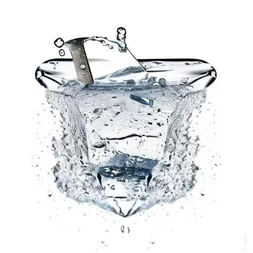 melting ice cube with a double edge sword going through it tattoo design idea