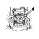 melting ice cube with a double edge sword going through it tattoo design idea