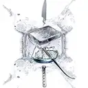 melting ice cube with a double edge sword going through it tattoo design idea