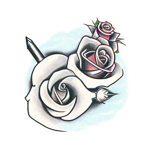 Sword with rose ans snake tattoo design idea