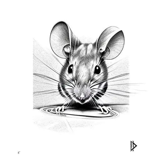 DNA helix wrapping a mouse with microscope and platelets tattoo design idea