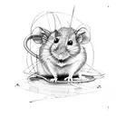 DNA helix wrapping a mouse with microscope and platelets tattoo design idea