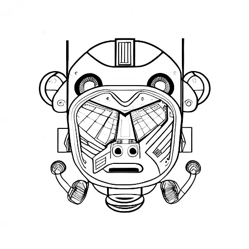 robot monkey face tattoo design idea