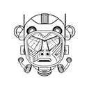robot monkey face tattoo design idea
