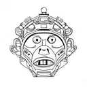 robot monkey face tattoo design idea