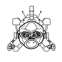 robot monkey face tattoo design idea