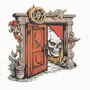 Big door slightly open tattoo design idea