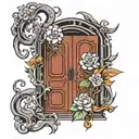 Big door slightly open tattoo design idea