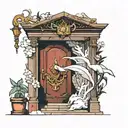 Big door slightly open tattoo design idea