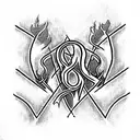 flames with  the letters IGY6 hollow tattoo design idea
