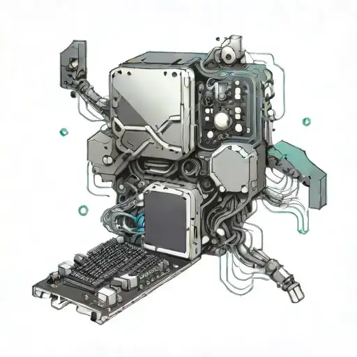 Create a PC motherboard design with game characters integrated into the circuits tattoo design idea