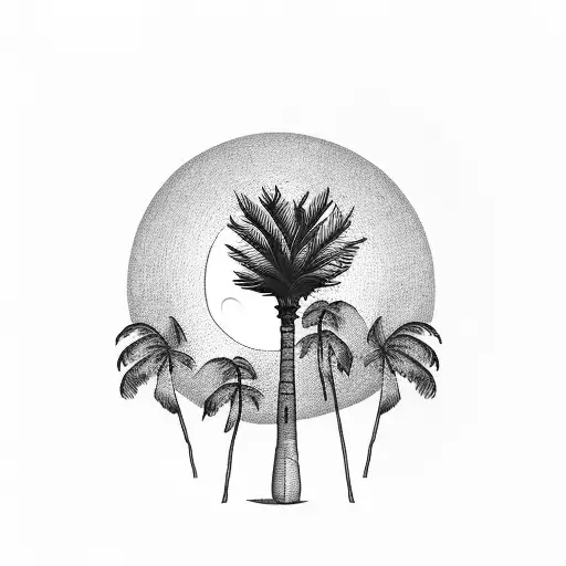 palm tree with sunset  tattoo design idea