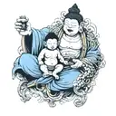 Buddha giving blessing to monkey king tattoo design idea