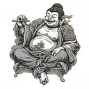Buddha giving blessing to monkey king tattoo design idea