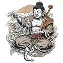 Buddha giving blessing to monkey king tattoo design idea