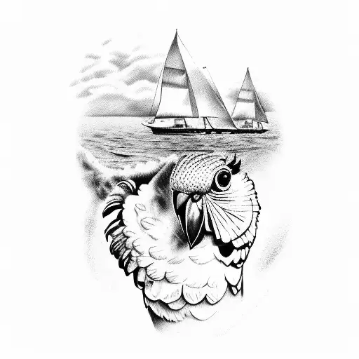 sleeve with cockatoo, sailing, Aboriginal, Blue mountains, 1988, alice tattoo design idea