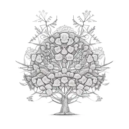 A sketch-style tattoo of a family tree with intricate branches adorned with delicate flowers, representing the client's strong bond with their family and their role in law enforcement. tattoo design idea