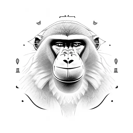 Egyptian hieroglyph baboon tattoo design idea