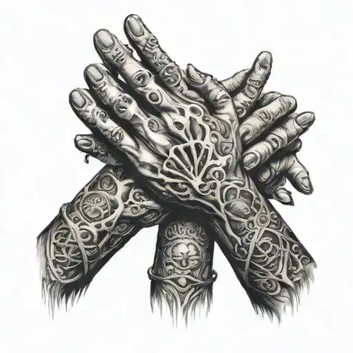 Female hands praying tattoo design idea