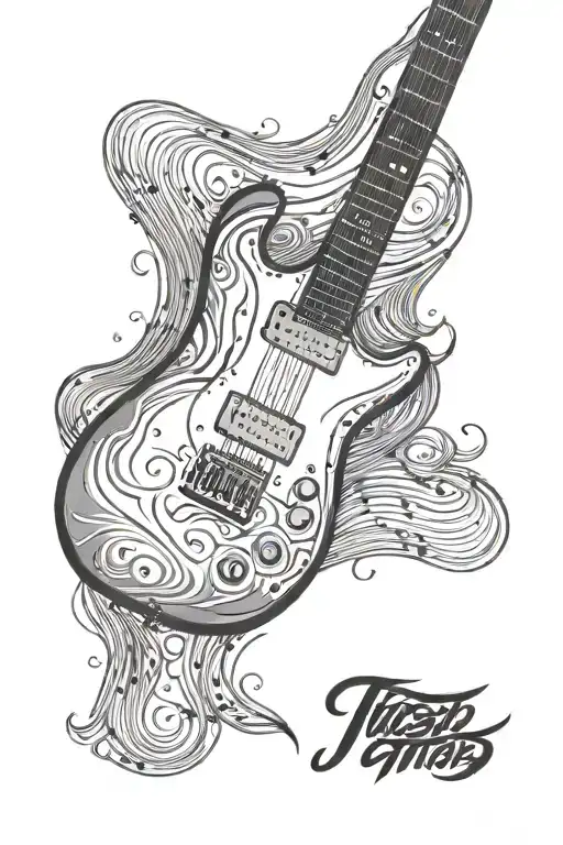 Music electric guitar tattoo design idea