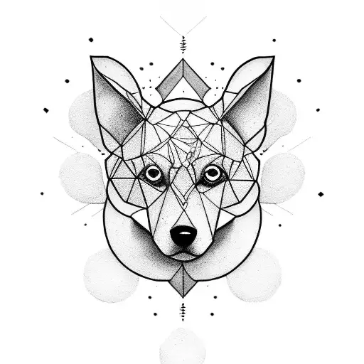A geometric tattoo of a dog inspired by The Last of Us tattoo design idea