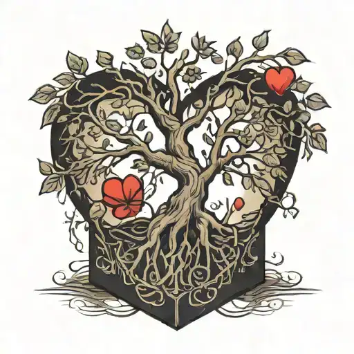a tree in a black box with its branches in a heart shape   tattoo design idea