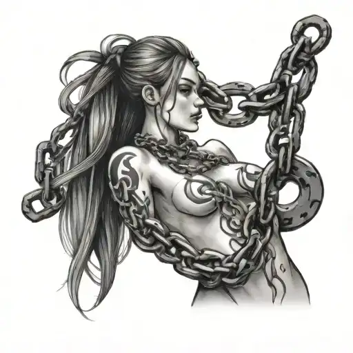 BDSM, Chain, Slavegirl tattoo design idea