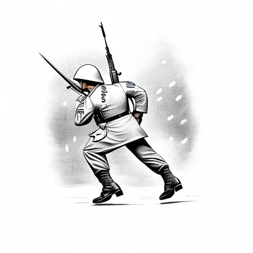 world war 2 soldier running into battle tattoo design idea