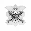us air force logo in gothic style with skull and crossbones tattoo design idea