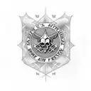 us air force logo in gothic style with skull and crossbones tattoo design idea