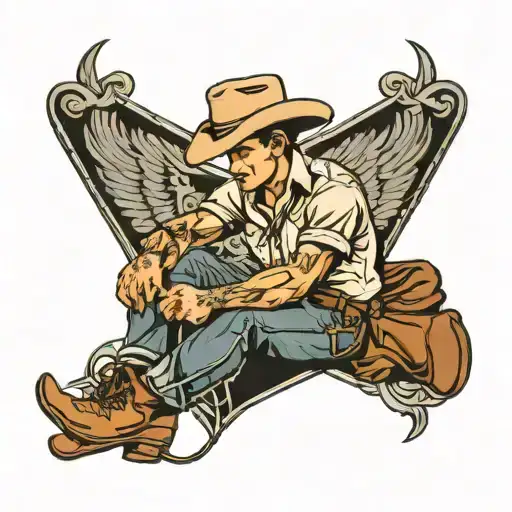 Tattoo: Vintage pinup cowboy tattoo male man simple western  tattoo design idea