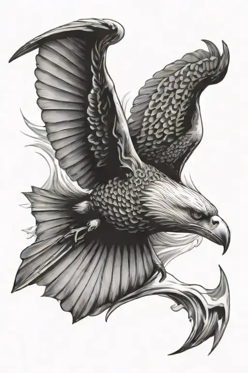 eagle ocean stingray gliding tattoo design idea