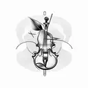 Violin with letter ash tattoo design idea