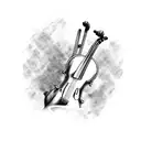 Violin with letter ash tattoo design idea