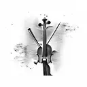 Violin with letter ash tattoo design idea