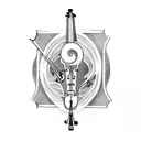 Violin with letter ash tattoo design idea