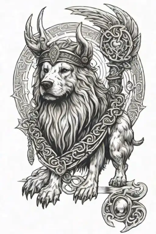 I had a dog that named Odin, he passed away. I want to tattoo in memoriam ford him. Odin for a northern mythology.  tattoo design idea