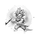 A dynamic composition featuring baby son Goku riding on Shen Long's back tattoo design idea