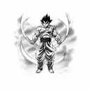A dynamic composition featuring baby son Goku riding on Shen Long's back tattoo design idea