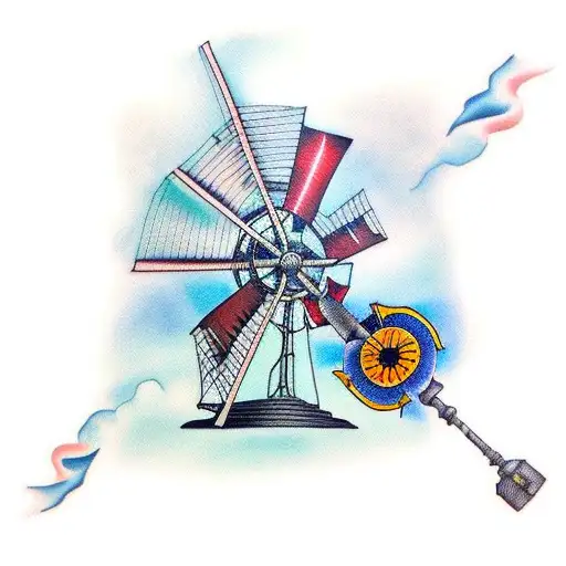 windmill dom quixote tattoo design idea